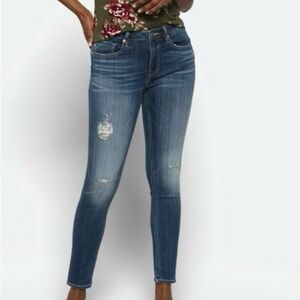 Vigoss Blue Distressed Marley Skinny Cropped Jeans size 29